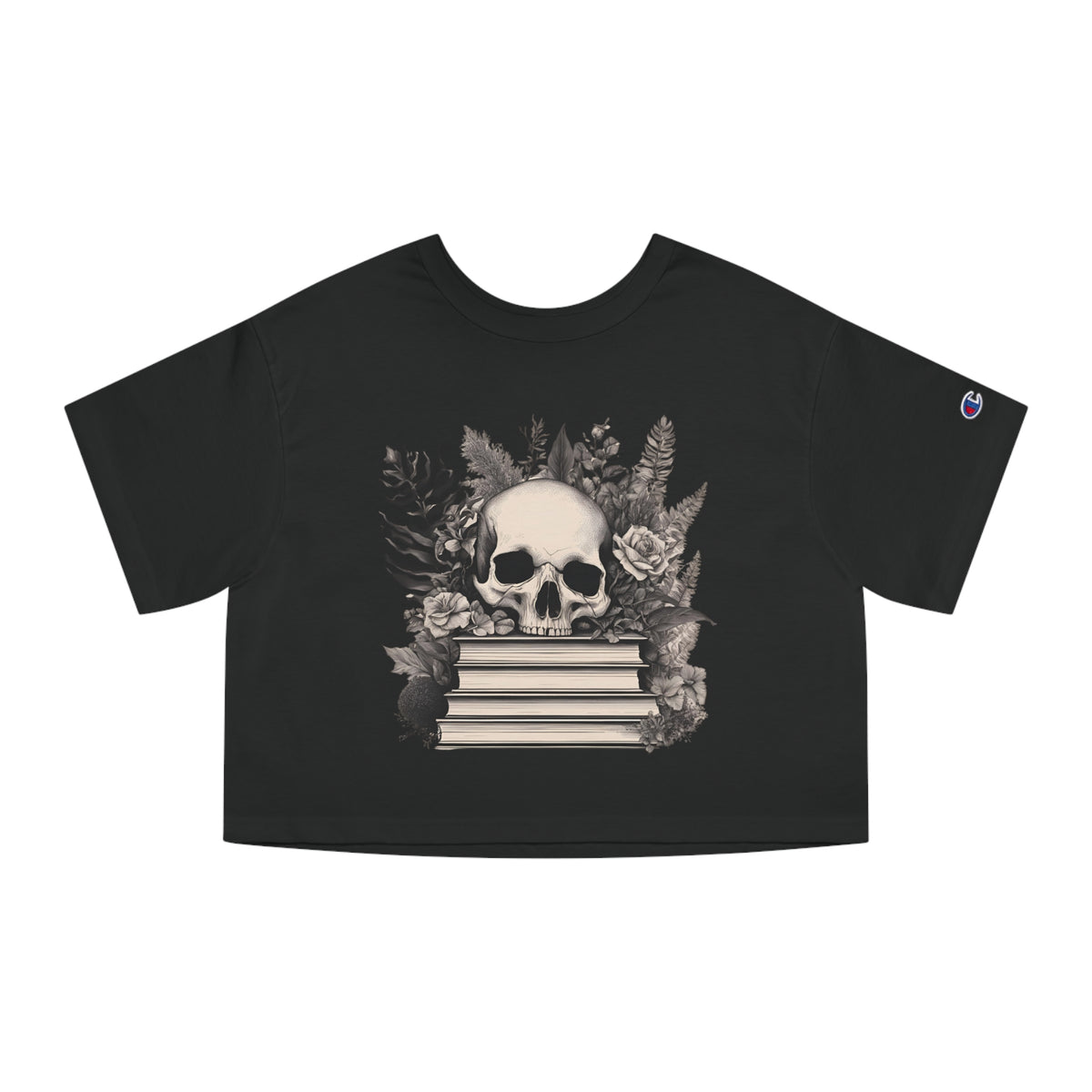 Skull and Books Cropped Tee